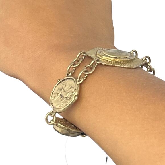Chico’s Additions “Hidden Treasure Plains” Coin Link Bracelet Gold-Tone apprx 7” - Picture 3 of 9
